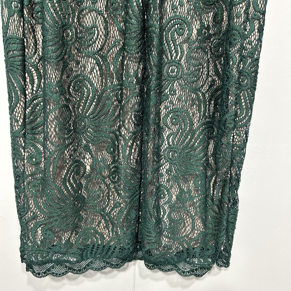 Womens Off the‎ shoulder dress Size 11 Green Lace Mermaid Party Coquette - Picture 5 of 8